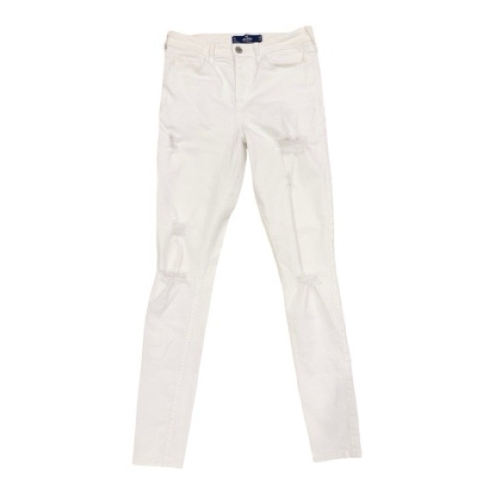 Hollister High-Rise Super Skinny White Distressed Jeans W28 L32 Classic Stretch